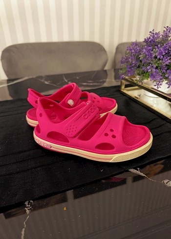 Kız Çocuk Pembe Cırtlı Kauçuk Sandalet - Görsel 2