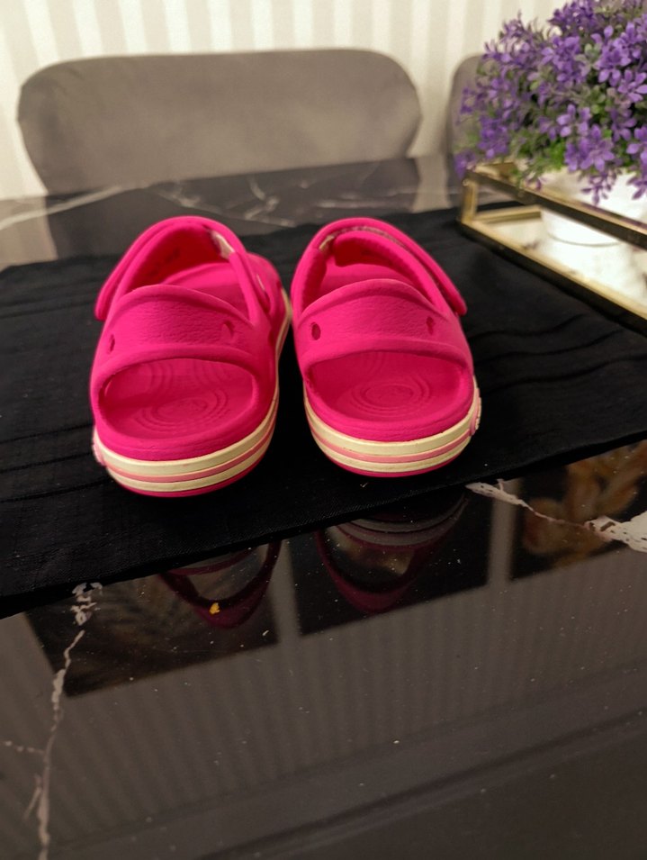 Kız Çocuk Pembe Cırtlı Kauçuk Sandalet - Görsel 5