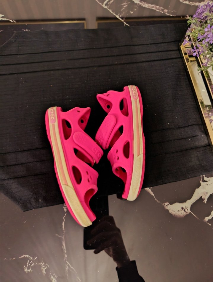 Kız Çocuk Pembe Cırtlı Kauçuk Sandalet - Görsel 3