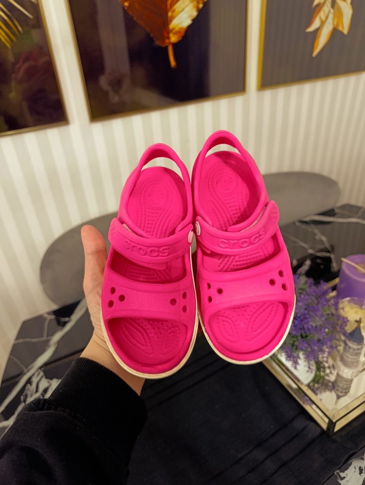 Kız Çocuk Pembe Cırtlı Kauçuk Sandalet - Görsel 4