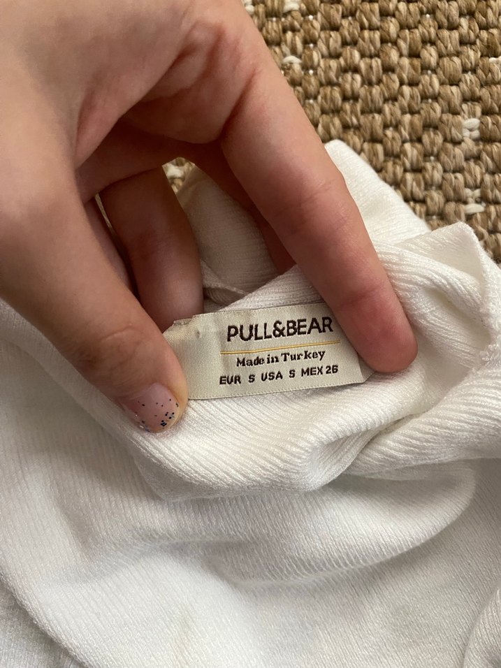 Beyaz Örme Crop Top - Görsel 2