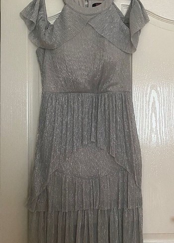 Parlak gümüş elbise - Görsel 4