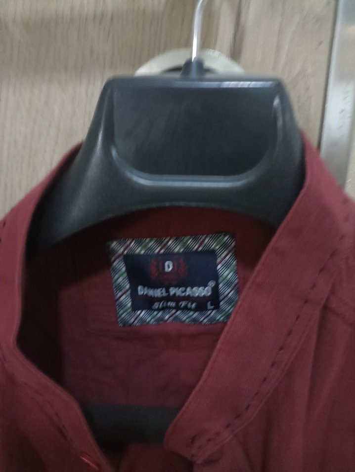 Erkek Bordo Düğmeli Uzun Kollu Gömlek - Görsel 2