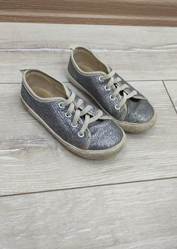 Kız Çocuk Gri Simli Sneakers
