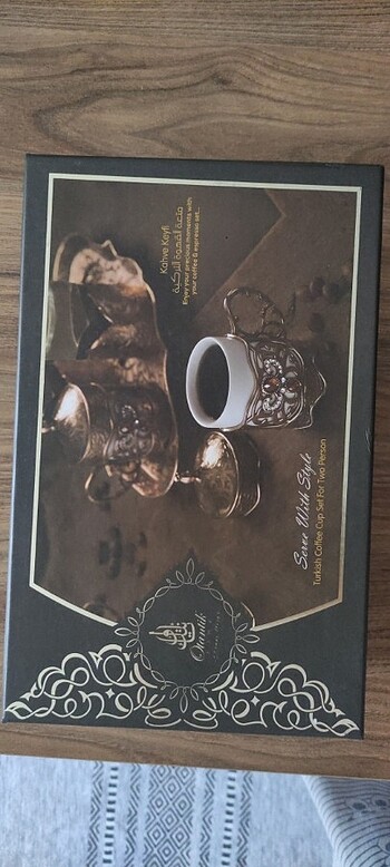 Otantik bakır ikili fincan takımı
