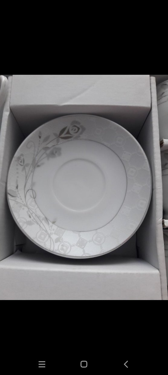 Gri Desenli Beyaz Porselen Kahve Fincanı Seti - Görsel 3