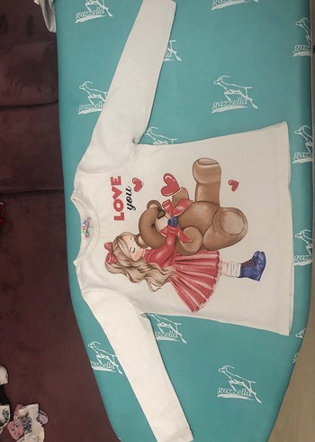 Kız Çocuk Beyaz Uzun Kollu Baskılı Tişört - Görsel 2