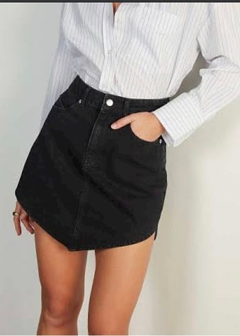 VATKALI SİYAH  DENİM ETEK - Görsel 2