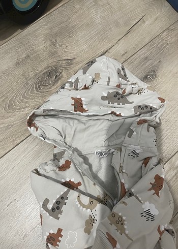 3 Ay Beden gri Renk Gri Baskılı Bebek Tulum