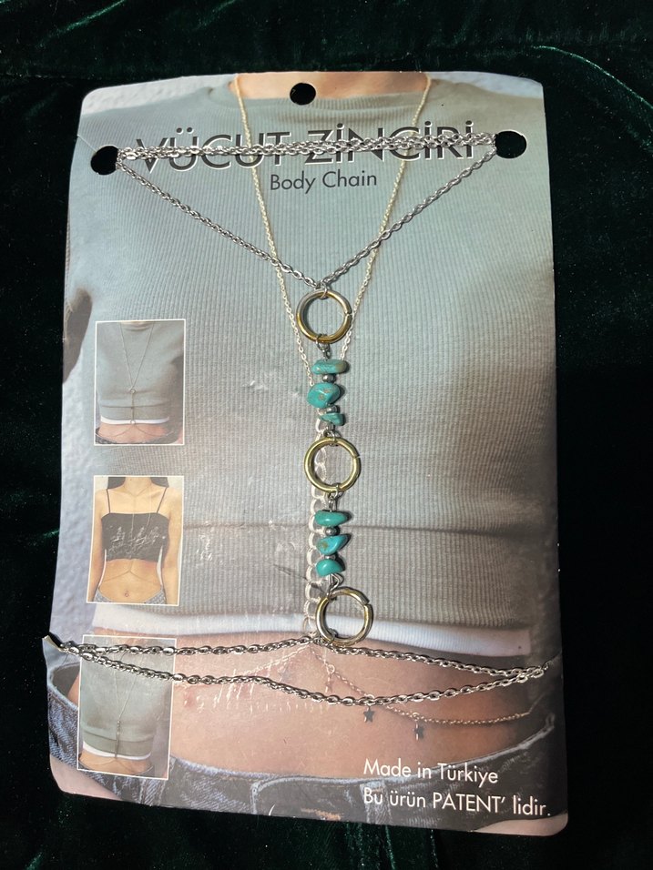 Gold Zincir Detaylı Kadın Vücut Zinciri - Görsel 2