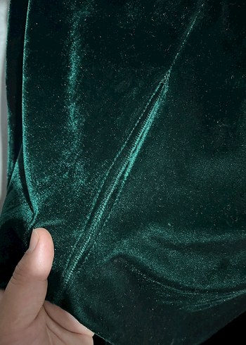 Düğmeli Yeşil Midi kadife tayt Pantolon - Görsel 4