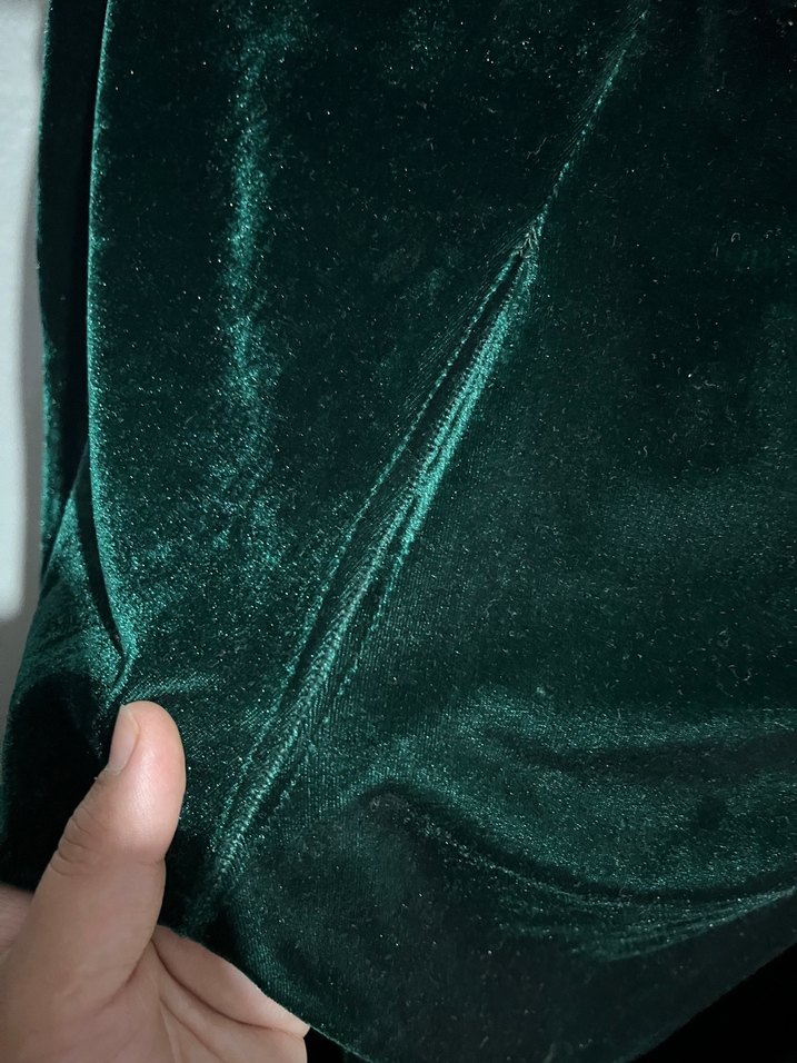 Düğmeli Yeşil Midi kadife tayt Pantolon - Görsel 4