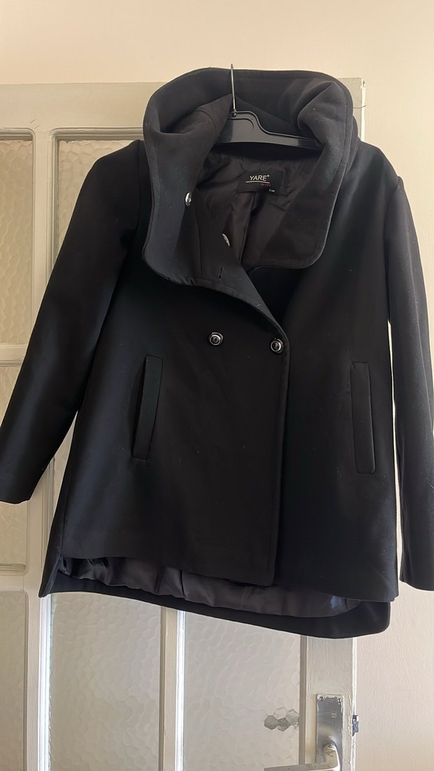 Siyah Çift Düğmeli Kaban - Görsel 2