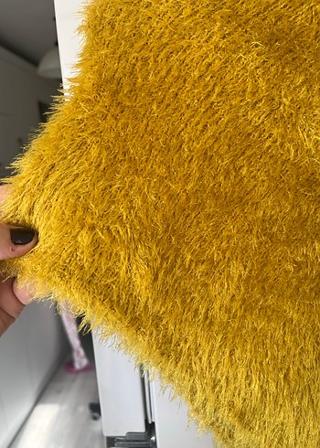 Bohem Tarz Sarı Tüylü Kadın Şal - Görsel 5