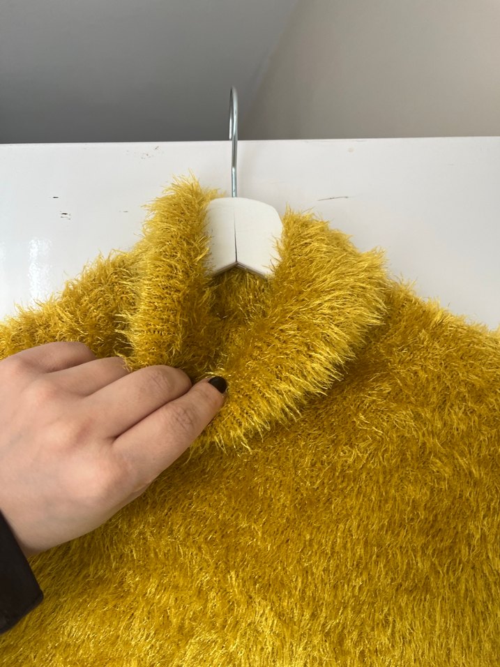 Bohem Tarz Sarı Tüylü Kadın Şal - Görsel 2