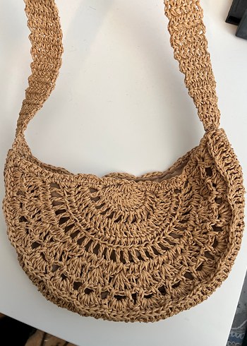 Örme astarlı çanta hasır çanta - Görsel 2