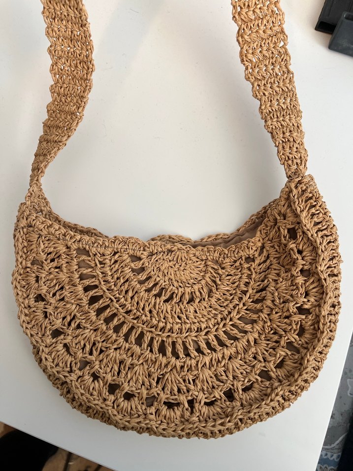 Örme astarlı çanta hasır çanta - Görsel 2