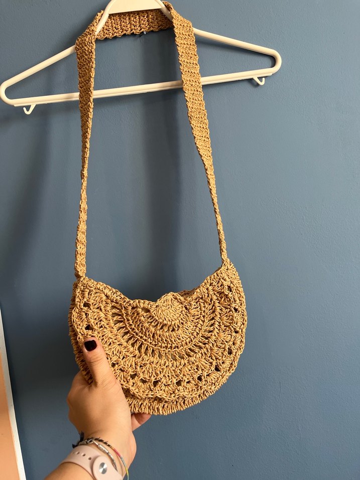 Örme astarlı çanta hasır çanta - Görsel 3