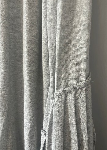 Gri Uzun Kollu Triko Kadın Hırka - Görsel 4