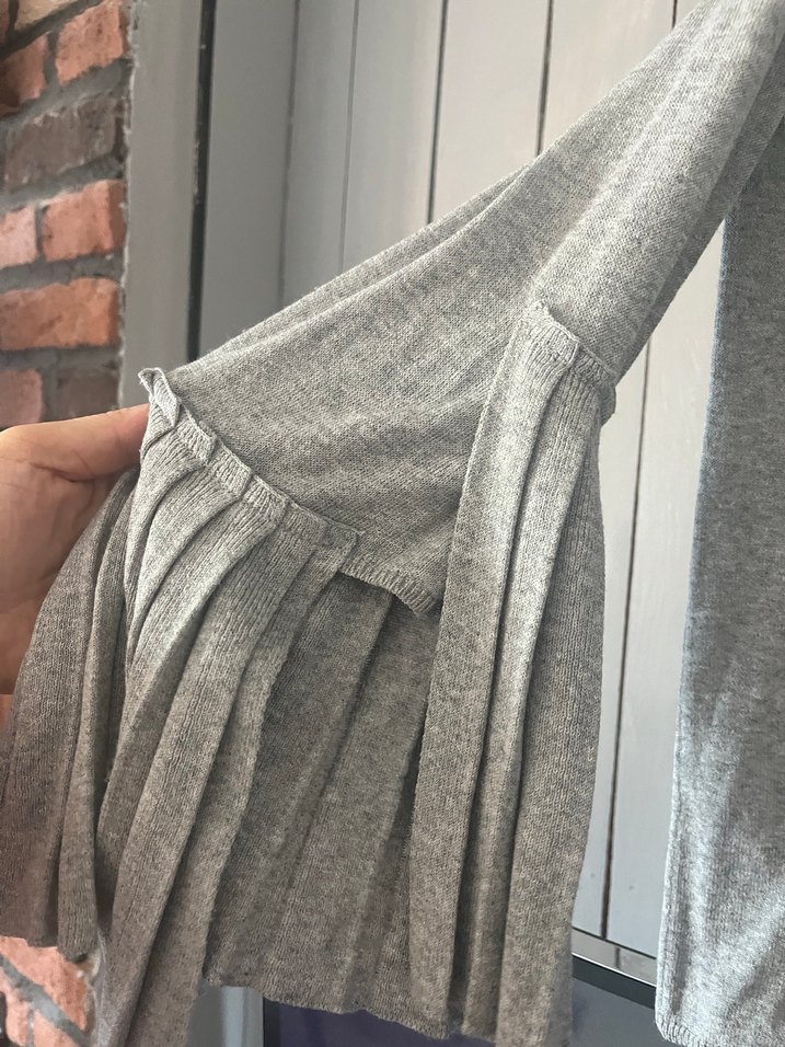 Gri Uzun Kollu Triko Kadın Hırka - Görsel 3