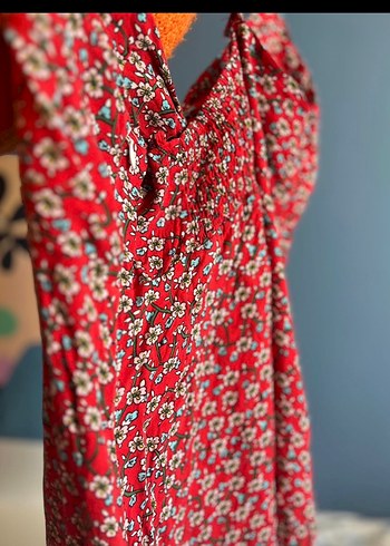 Detaylı Kırmızı Mini Bohem Elbise - Görsel 4