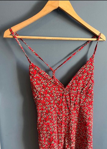 Detaylı Kırmızı Mini Bohem Elbise - Görsel 2