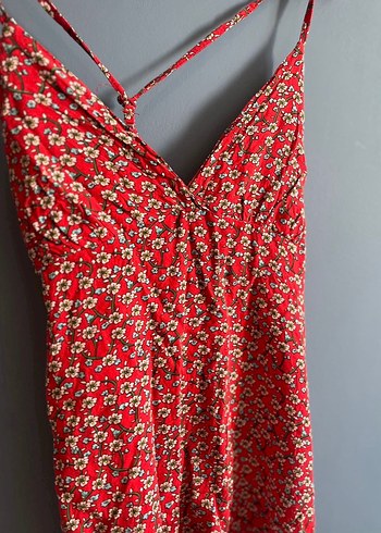 Detaylı Kırmızı Mini Bohem Elbise - Görsel 3