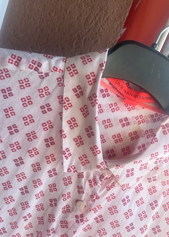 Mango Pembe V Yaka Uzun Kollu Baskılı Kadın Gömlek - Görsel 4