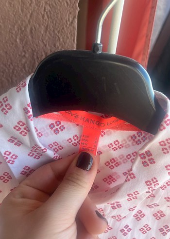 Mango Pembe V Yaka Uzun Kollu Baskılı Kadın Gömlek - Görsel 3