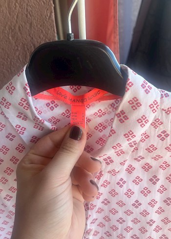 Mango Pembe V Yaka Uzun Kollu Baskılı Kadın Gömlek - Görsel 2