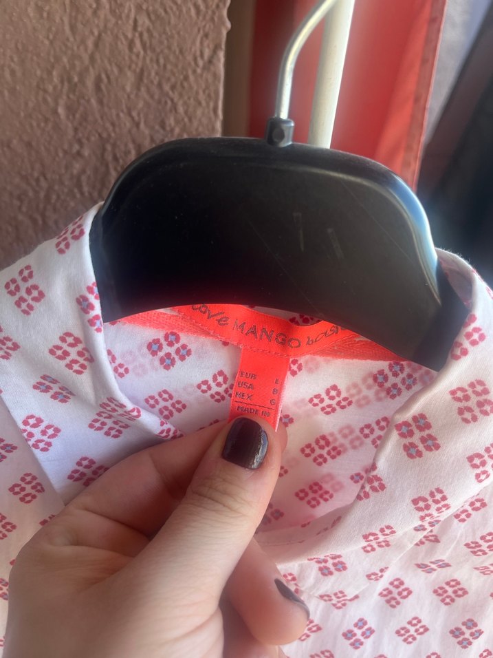 Mango Pembe V Yaka Uzun Kollu Baskılı Kadın Gömlek - Görsel 3