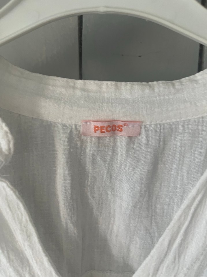 Kadın Beyaz Keten V Yaka Kısa Kollu Gömlek - Görsel 2