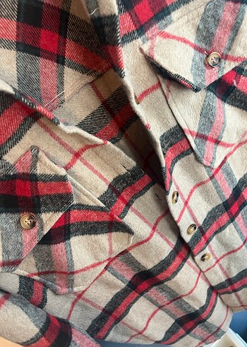 Düğmeli Ekose Kadın Yün Gömlek - Görsel 6