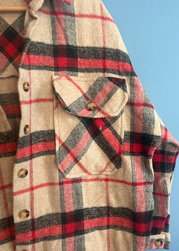 Düğmeli Ekose Kadın Yün Gömlek - Görsel 2