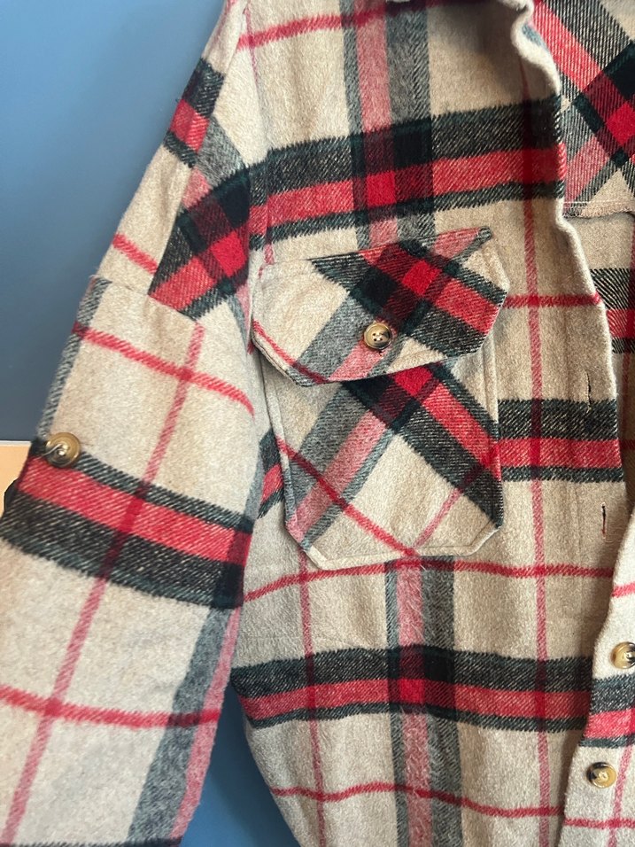 Düğmeli Ekose Kadın Yün Gömlek - Görsel 3
