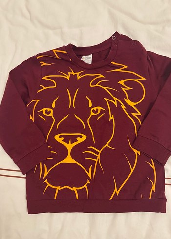 Bordo Aslan Baskılı Erkek bebek Sweatshirt - Görsel 3