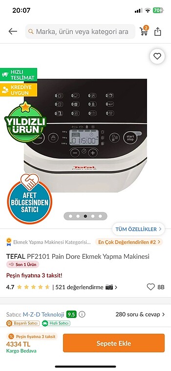 s Beden beyaz Renk Tefal ekmek yapma makinesi