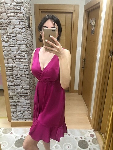 s Beden pembe Renk Fuşya elbise