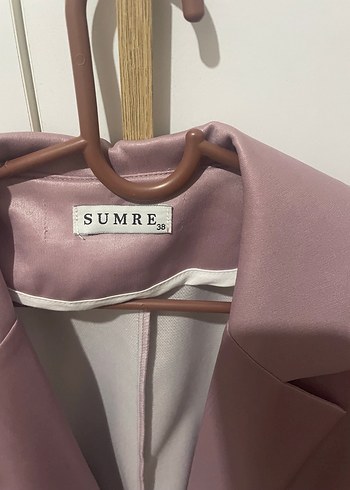 38 Beden pembe Renk Pembe Notch Yaka Kadın Blazer Ceket