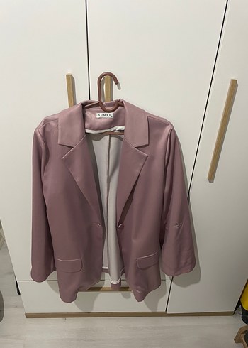 Pembe Notch Yaka Kadın Blazer Ceket