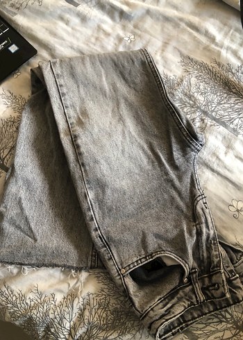 Trendyol & Milla Gri Kadın Kot Pantolon, Yumuşak Kürklü, Rahat Kesim