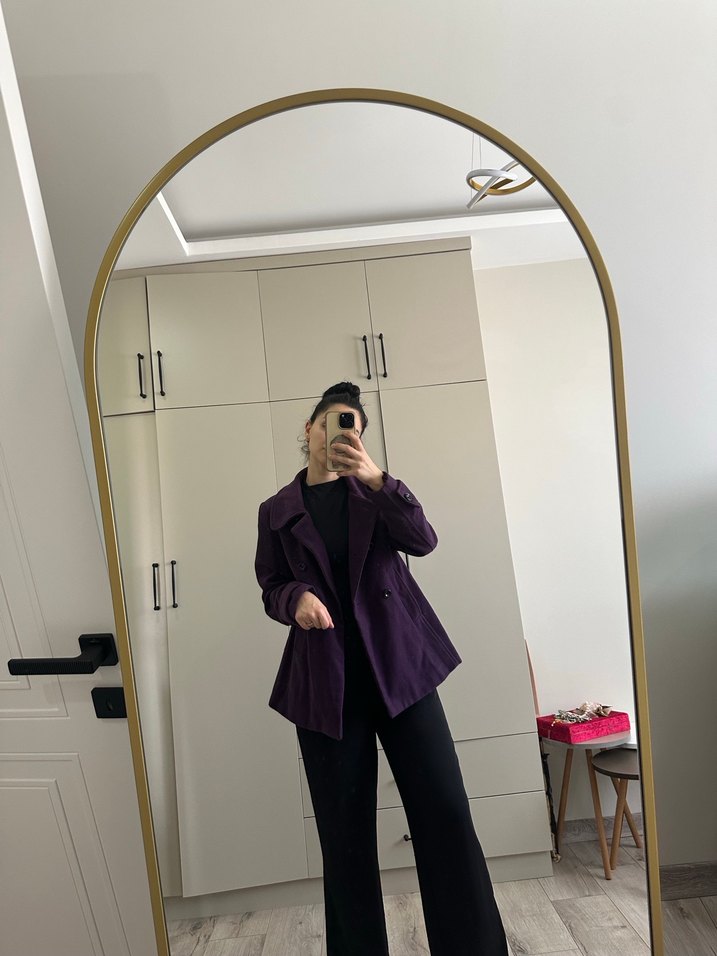 Mor Kadın Ofis Ceketi, Normal Boy, Rahat Kesim - Görsel 3