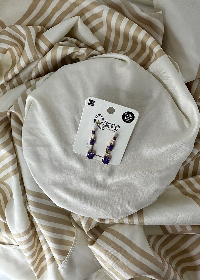 Özel tasarım küpe hiç kullanılmadı mor taşli ???? - Görsel 2