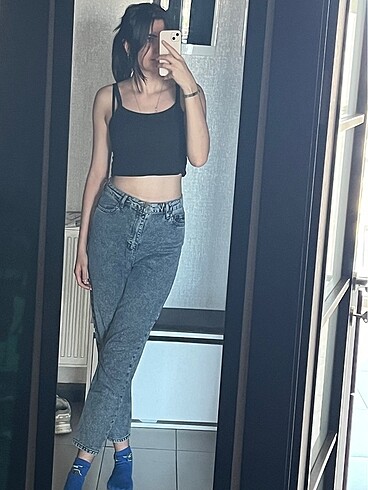 38 Beden mavi Renk Antrasit Kot Pantolon mom jean