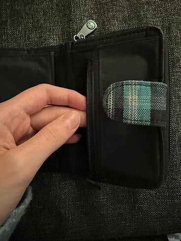 Vintage Çok Cepli Ekoseli Mavi Cüzdan - Görsel 4