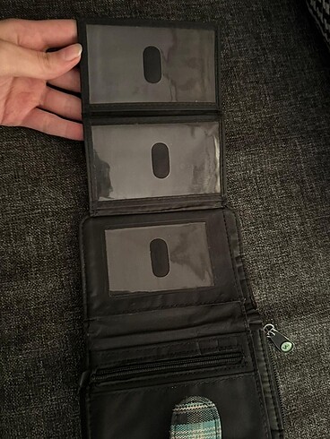 Vintage Çok Cepli Ekoseli Mavi Cüzdan - Görsel 2