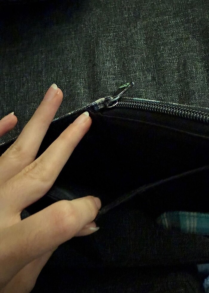 Vintage Çok Cepli Ekoseli Mavi Cüzdan - Görsel 5