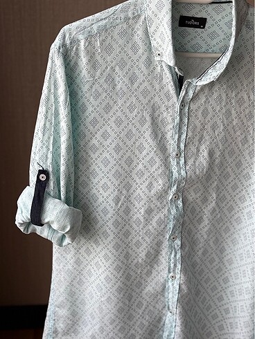 Tudors Desenli Mavi Gömlek - Görsel 4