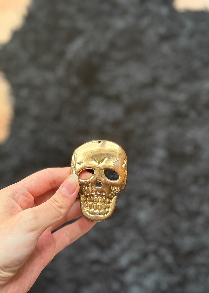 Peluş Kuru Kafa Broşlu Mont - Görsel 2