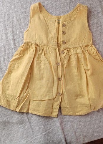 Kız Çocuk Sarı Kolsuz Keten Elbise - Görsel 2